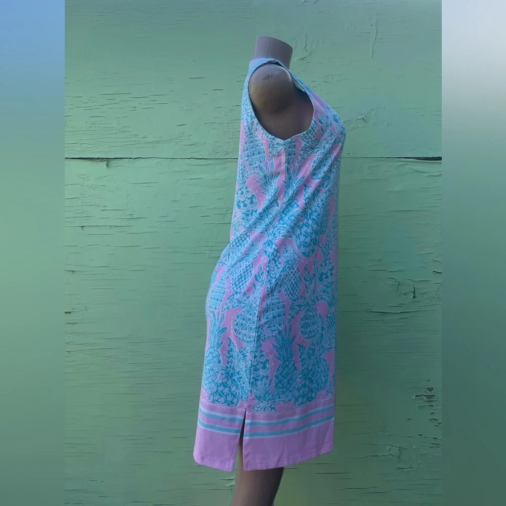 Barbara Erickson Pink and Blue Pineapple Dress - Picture 3 of 6